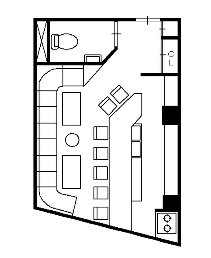 【兵庫県神戸市中央区】JR神戸線 三ノ宮駅から徒歩6分／スナック内装／24時間利用可／カラオケ可／約7坪